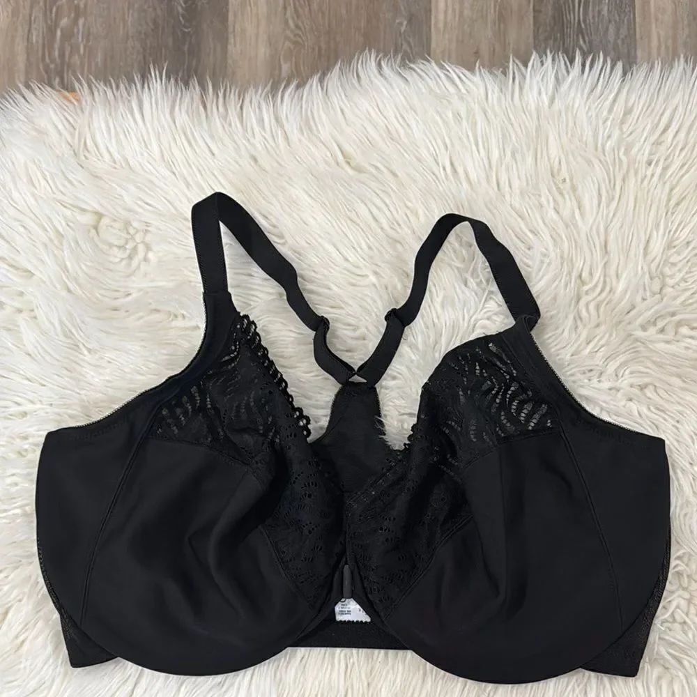 GLAMORISE Elegant Black Lace Women's Bra Size 42H